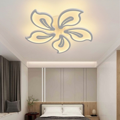 5 Lights Minimalistic Style Flower Shape Metal Flush Mount Light Fixture