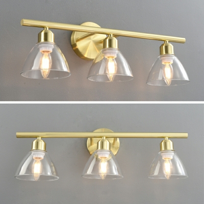 American Creative Glass Shade Vanity Light in Gold for Bathroom and Bedroom
