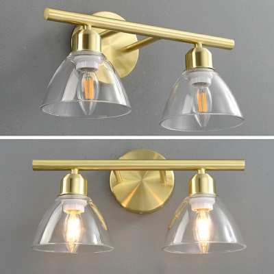 American Creative Glass Shade Vanity Light in Gold for Bathroom and Bedroom