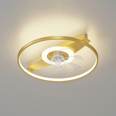 Contemporary Round Ceiling Fan Lighting with 3-Blade for Dining Room