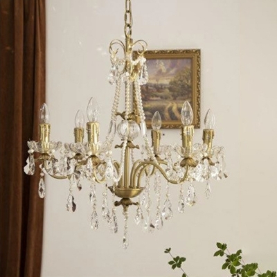 European Style Simple Crystal Shade Chandelier Light for Living Room