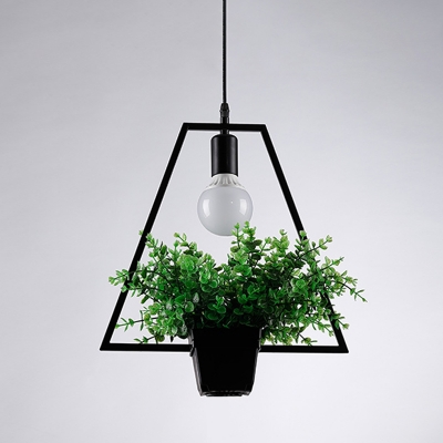 Industrial Style Green Plant Decorative Pendant Lights in Black for Restaurants and Bars