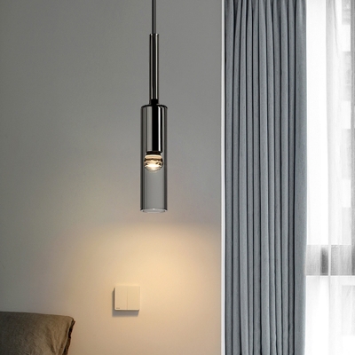 Nordic Minimalist Cylindrical Crystal Pendant Light for Bedroom and Dining Room