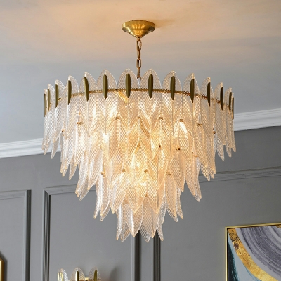 12 Light Traditional Clear Down Lighting Chandelier for Living Room