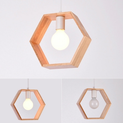 Nordic Creative Geometric Wooden Pendant Lamp for Dining Room and Bedroom