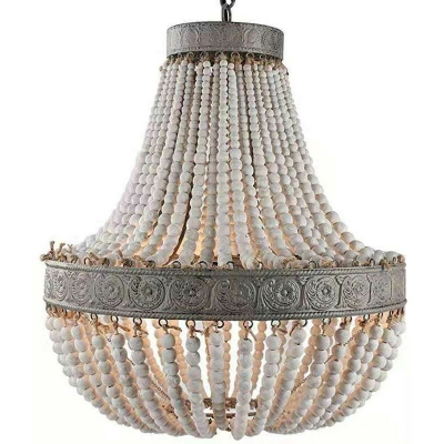 Traditional Chandelier Lighting Fixtures White Vintage Wood for Lving Room