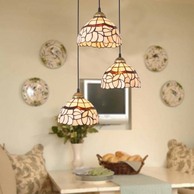 Traditional LED Three Light Tiffany Glass Multi Light Pendant for Living Room
