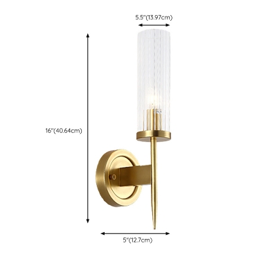 1 Light American Style Glass Shade Wall Light with Copper Finish for Bedroom and Hallway
