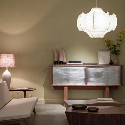 1 Light Unique Shape Fabric Modern Style Pendant Light for Living Room