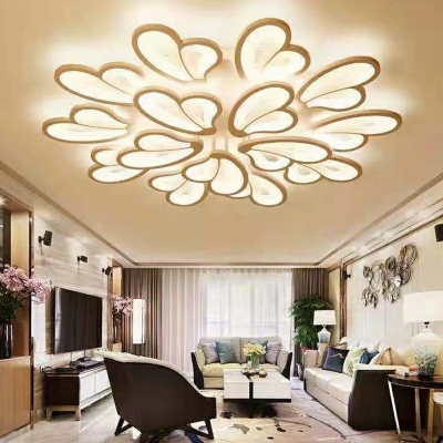15 Lights Minimalistic Style Heart Shape Metal Flush Ceiling Light Fixtures