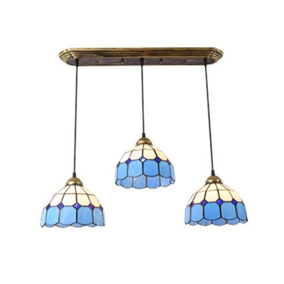 Creativity Indoor Three-Light Blue Tiffany for Dining Room Glass Multi Light Pendant