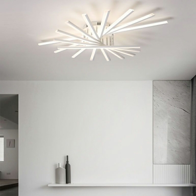 LED Nordic Minimalist Personality Line Ceiling Lamp in White for Living Room and Bedroom