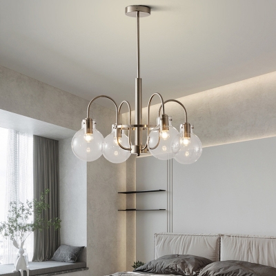 Medieval Style Simple Clear Glass Chandelier with Silver Finish for Bedroom and Living Room