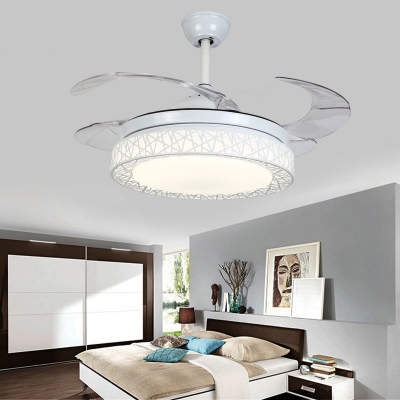 LED Minimalist Ceiling Mounted Fan Light in White for Bedroom and Living Room