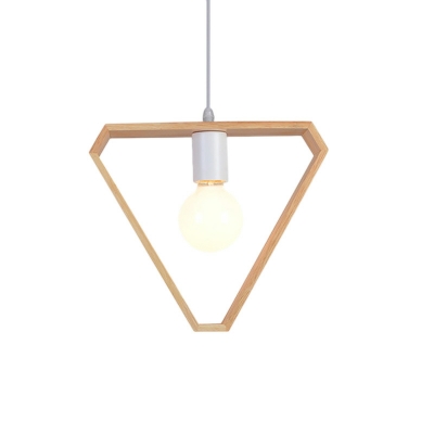 Nordic Creative Geometric Wooden Pendant Lamp for Dining Room and Bedroom