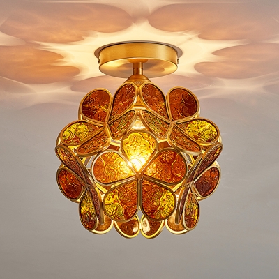 Nordic Creative Petal Glass Ceiling Lamp 1 Light For Aisle And Bedroom