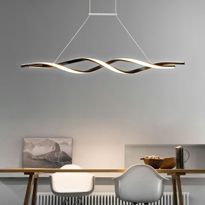 2 Lights Nordic Minimalist Wavy Long Line Island Light LED for Dining Room