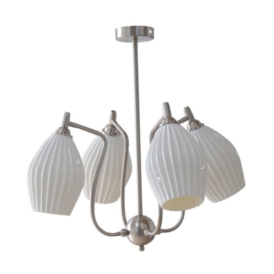 Medieval Style Ceramic Lampshade Chandelier in White for Living Room and Dining Room
