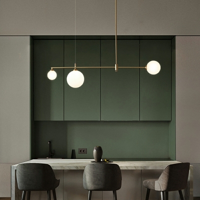 Modern Minimalist Glass Island Light with Copper Finish for Dining Room