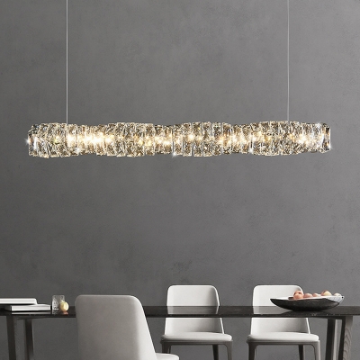 Nordic Light Luxury Strip Crystal Island Lights LED for Restaurants and Bars