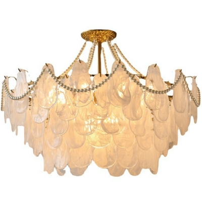 LED American Style Vintage Feather Glass Chandiler Light for Living Room