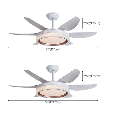 Modern Minimalist LED Ceiling Fan Light in White for Bedroom and Living Room