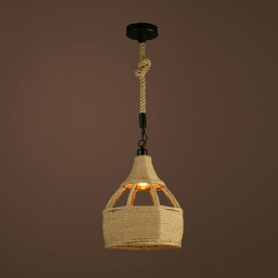 Industrial Style Vintage Hemp Rope Pendant Light for Bar and Coffee Shop
