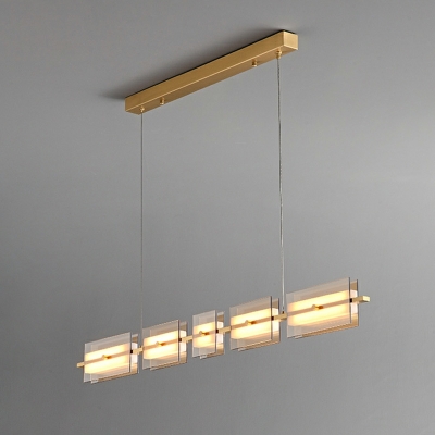 Italian Minimalist Creative Strip Glass Island Lamp LED for Dining Room