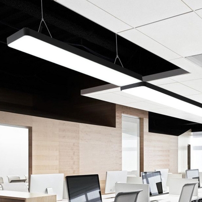 LED Minimalist Rectangular Pendant Light with White Light for Office and Gym