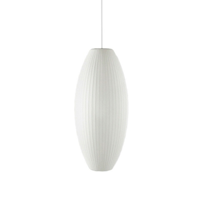 Medieval Style Spiral Pattern White Imitation Silk Pendant Light for Living Room