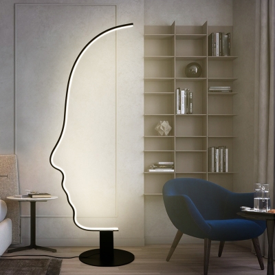 Modern Minimalist Creative Line LED Floor Lamp in Black for Bedroom