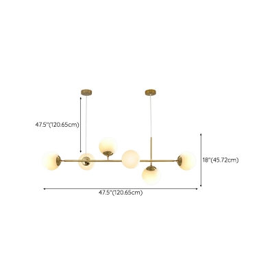 6 Lights Minimalist Creative Glass Island Lights with Gold Finish for Dining Room