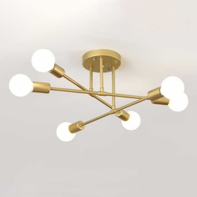 Industrial Style Creative Wrought Iron Ceiling Lamp 6 Lights for Dining Room and Living Room