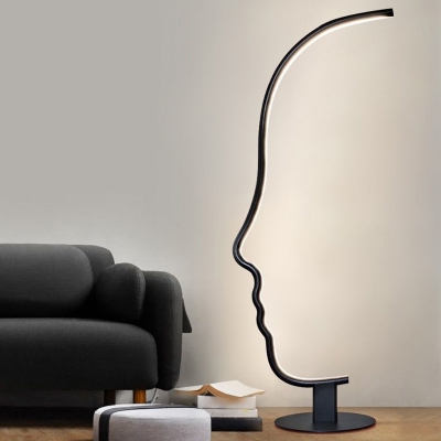 Modern Minimalist Creative Line LED Floor Lamp in Black for Bedroom