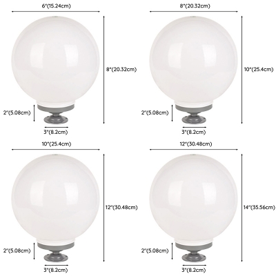Pack of 1 Globe Post Lighting Water-Resistant LED Post Lamp in White for Pathway