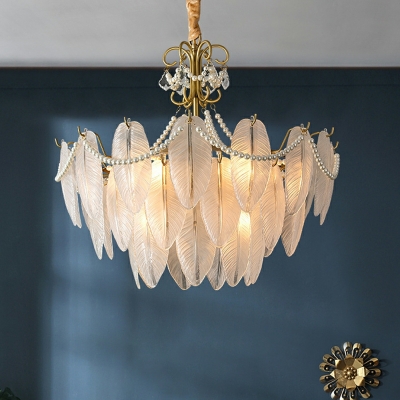 American Style Creative Glass Feather Chandiler Light for Living Room