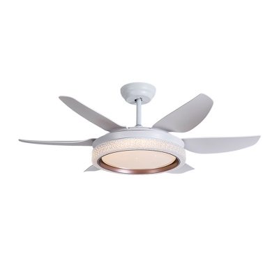 Modern Minimalist LED Ceiling Fan Light in White for Bedroom and Living Room