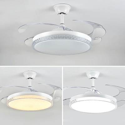 Modern Style Metal LED Ceiling Fan Light in White for Living Room