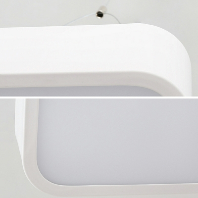 Modren Simple Led Rectangle Pendant Light with Shade for Living Room