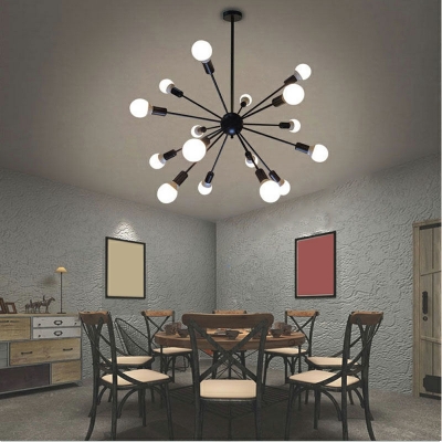 12 Lights Industrial Style Metal Chandelier for Dining Room and Living Room