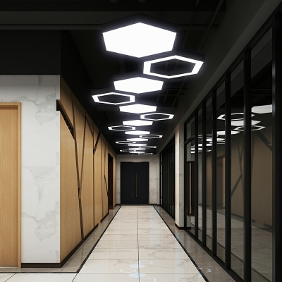 Contemporary Simple LED Hexagon Shape Pendant Light for Living Room
