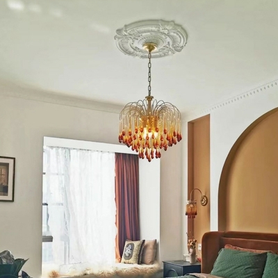 French Vintage Crystal Glass Chandelier in Golden Color for Living Room and Dining Room