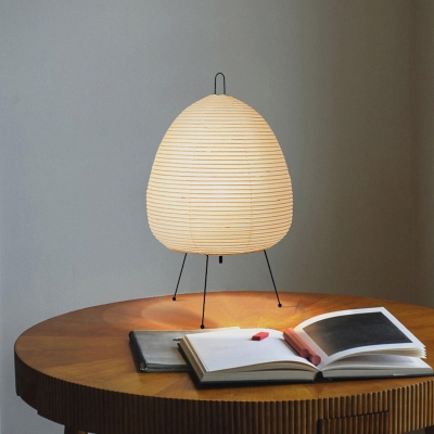 Japanese Style Creative Rice Paper Desk Lamp in White for Bedroom and Study