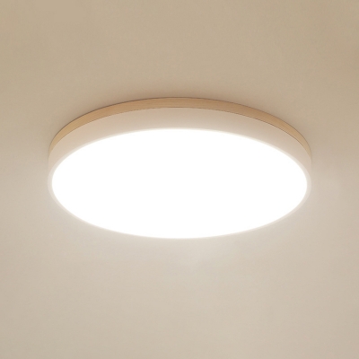 LED Nordic Minimalist Wooden Flushmount Ceiling Light in White for Bedroom and Dining Room
