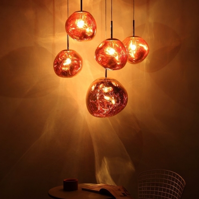 Nordic Electroplated Glass Lava Single Pendant for Restaurant and Bar
