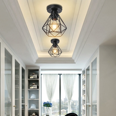 Simple Metal Iron Frame Flushmount Ceiling Light 1 Light for Corridor and Dining Room