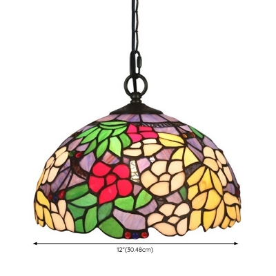 Tiffany Style Floral Pendant Light with Shade for Living Room