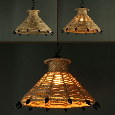Industrial Style Vintage Hemp Rope Pendant Light for Bar and Coffee Shop