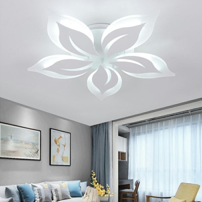 Creative LED Bauhinia Shape Ceiling Lamp in White for Living Room and Bedroom