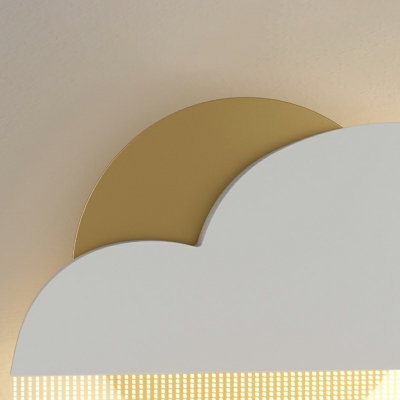 Fashionable White Kids Style Cartoon Clouds Pattern Warm Light Wall Sconce for Bedroom